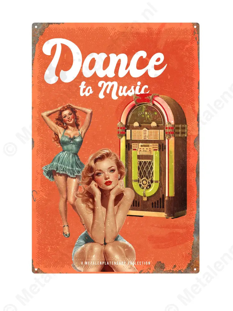 Dance to Music - Pin-Up - MPS Collection Rood Metaalbord